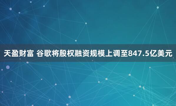 天盈财富 谷歌将股权融资规模上调至847.5亿美元