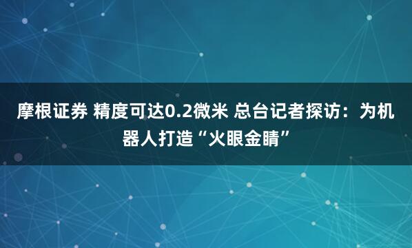 摩根证券 精度可达0.2微米 总台记者探访：为机器人打造“火眼金睛”